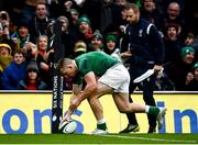 5 February 2022; Andrew Conway of Ireland scores his side's third try during the Guinness Six Nations Rugby Championship match between Ireland and Wales at the Aviva Stadium in Dublin. Photo by David Fitzgerald/Sportsfile