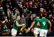 5 February 2022; Andrew Conway of Ireland celebrates after scoring his side's second try during the Guinness Six Nations Rugby Championship match between Ireland and Wales at the Aviva Stadium in Dublin. Photo by David Fitzgerald/Sportsfile