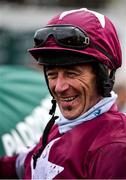 5 February 2022; Jockey Davy Russell celebrates after winning the Paddy Power Irish Gold Cup on Conflated during day one of the Dublin Racing Festival at Leopardstown Racecourse in Dublin. Photo by Seb Daly/Sportsfile