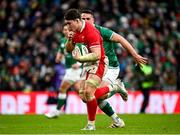 5 February 2022; Taine Basham of Wales celebrates on the way to scoring his side's first try during the Guinness Six Nations Rugby Championship match between Ireland and Wales at the Aviva Stadium in Dublin. Photo by Harry Murphy/Sportsfile