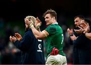 5 February 2022; Josh Van der Flier acknowledges the support after the Guinness Six Nations Rugby Championship match between Ireland and Wales at the Aviva Stadium in Dublin. Photo by David Fitzgerald/Sportsfile