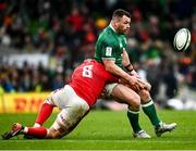 5 February 2022; Cian Healy of Ireland is tackled by Aaron Wainwright of Wales during the Guinness Six Nations Rugby Championship match between Ireland and Wales at the Aviva Stadium in Dublin. Photo by David Fitzgerald/Sportsfile