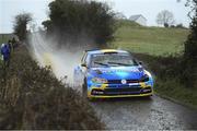 5 February 2022; Donagh Kelly and Kevin Flanagan in a VW Polo GTI R5 on Special Stage 9 during day one of the Corrib Oil Galway International Rally in Loughrea, Galway. Photo by Philip Fitzpatrick/Sportsfile