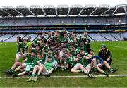 5 February 2022; Mooncoin players celebrate after their side's victory in the AIB GAA Hurling All-Ireland Junior Club Championship Final match between Ballygiblin, Cork, and Mooncoin, Kilkenny, at Croke Park in Dublin. Photo by Piaras Ó Mídheach/Sportsfile