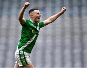 5 February 2022; Paul Henebery of Mooncoin celebrates after his side's victory in the AIB GAA Hurling All-Ireland Junior Club Championship Final match between Ballygiblin, Cork, and Mooncoin, Kilkenny, at Croke Park in Dublin. Photo by Piaras Ó Mídheach/Sportsfile