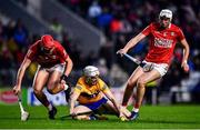5 February 2022; Ryan Taylor of Clare in action against Ciaran Joyce, left, and Tim O'Mahony of Cork during the Allianz Hurling League Division 1 Group A match between Cork and Clare at Páirc Ui Chaoimh in Cork. Photo by Ben McShane/Sportsfile