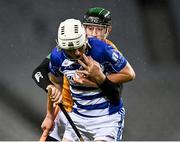 5 February 2022; Conor Gormley of Naas in action against James Godley of Kilmoyley during the AIB GAA Hurling All-Ireland Intermediate Club Championship Final match between Kilmoyley, Kerry, and Naas, Kildare, at Croke Park in Dublin. Photo by Piaras Ó Mídheach/Sportsfile