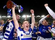 5 February 2022; Naas captain Brian Byrne lifts the cup as he celebrates with teammates after their victory in the AIB GAA Hurling All-Ireland Intermediate Club Championship Final match between Kilmoyley, Kerry, and Naas, Kildare, at Croke Park in Dublin. Photo by Piaras Ó Mídheach/Sportsfile