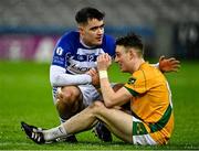 5 February 2022; Matthew Flaherty of Kilmoyley is consoled by Conor Dowling of Naas after the AIB GAA Hurling All-Ireland Intermediate Club Championship Final match between Kilmoyley, Kerry, and Naas, Kildare, at Croke Park in Dublin. Photo by Piaras Ó Mídheach/Sportsfile