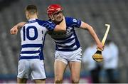 5 February 2022; Naas players James Burke, right, and Kevin Aherne celebrate after their side's victory in the AIB GAA Hurling All-Ireland Intermediate Club Championship Final match between Kilmoyley, Kerry, and Naas, Kildare, at Croke Park in Dublin. Photo by Piaras Ó Mídheach/Sportsfile