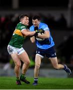 5 February 2022; Ryan Basquel of Dublin in action against Dara Moynihan of Kerry during the Allianz Football League Division 1 match between Kerry and Dublin at Austin Stack Park in Tralee, Kerry. Photo by Stephen McCarthy/Sportsfile