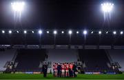 5 February 2022; Cork players huddle after the Allianz Football League Division 2 match between Cork and Clare at Páirc Ui Chaoimh in Cork. Photo by Ben McShane/Sportsfile