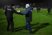 5 February 2022; Kerry manager Jack O'Connor, left, and Dublin manager Dessie Farrell shake hands after the Allianz Football League Division 1 match between Kerry and Dublin at Austin Stack Park in Tralee, Kerry. Photo by Stephen McCarthy/Sportsfile