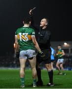 5 February 2022; Referee Conor Lane shows a yellow card to Paudie Clifford of Kerry during the Allianz Football League Division 1 match between Kerry and Dublin at Austin Stack Park in Tralee, Kerry. Photo by Stephen McCarthy/Sportsfile