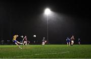 1 February 2022; Letterkenny IT goalkeeper Emmet Maguire takes a kick-out during the Electric Ireland HE GAA Sigerson Cup Round 2 match between NUI Galway and Letterkenny IT at the Dangan Sports Campus in Galway. Photo by Piaras Ó Mídheach/Sportsfile