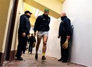6 February 2022; Gerard Walsh of Antrim makes his way out for the warm up before the Allianz Hurling League Division 1 Group B match between Kilkenny and Antrim at UMPC Nowlan Park in Kilkenny. Photo by Matt Browne/Sportsfile