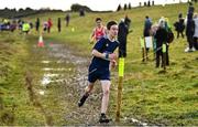6 February 2022; Declan O'Connell of Clarin College Athenry, Galway, competing in the junior boys event during the Irish Life Health Connacht Schools Cross Country at Bushfield in Loughrea, Galway. Photo by Ben McShane/Sportsfile