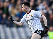 6 February 2022; Darragh Keaveney of Kilmeena celebrates scoring a point during the AIB GAA Football All-Ireland Junior Club Championship Final match between Gneeveguilla, Kerry, and Kilmeena, Mayo at Croke Park in Dublin. Photo by Piaras Ó Mídheach/Sportsfile