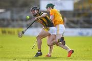 6 February 2022; Mikey Butler of Kilkenny in action against Conor Cunning of Antrim during the Allianz Hurling League Division 1 Group B match between Kilkenny and Antrim at UMPC Nowlan Park in Kilkenny. Photo by Matt Browne/Sportsfile