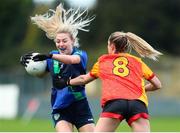 6 February 2022; Nicole Owens of St Sylvester's in action against Lisa McManamon of Castlebar Mitchels during the 2021 currentaccount.ie All-Ireland Ladies Intermediate Club Football Championship Final match between Castlebar Mitchels, Mayo and St Sylvester's, Dublin at Duggan Park in Ballinasloe, Galway. Photo by Michael P Ryan/Sportsfile