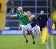 6 February 2022; Tom Morrissey of Limerick is tackled by Simon Donohoe of Wexford during the Allianz Hurling League Division 1 Group A match between Wexford and Limerick at Chadwicks Wexford Park in Wexford. Photo by Ray McManus/Sportsfile
