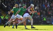 6 February 2022; Liam Ryan of Wexford is tackled by Robbie Hanley of Limerick during the Allianz Hurling League Division 1 Group A match between Wexford and Limerick at Chadwicks Wexford Park in Wexford. Photo by Ray McManus/Sportsfile