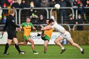 6 February 2022; Ryan McHugh of Donegal in action against Kevin Flynn of Kildare during the Allianz Football League Division 1 match between Donegal and Kildare at MacCumhaill Park in Ballybofey, Donegal. Photo by Oliver McVeigh/Sportsfile