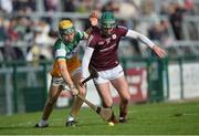 6 February 2022; Evan Niland of Galway in action against Jack Screeney of Offaly during the Allianz Hurling League Division 1 Group A match between Galway and Offaly at Pearse Stadium in Galway. Photo by Ray Ryan/Sportsfile