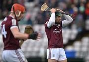 6 February 2022; Evan Niland of Galway reacts after missing a penalty during the Allianz Hurling League Division 1 Group A match between Galway and Offaly at Pearse Stadium in Galway. Photo by Ray Ryan/Sportsfile