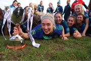 6 February 2022; The St Sylvester's team including captain Dannielle Lawless, centre, celebrate after their side's victory in the 2021 currentaccount.ie All-Ireland Ladies Intermediate Club Football Championship Final match between Castlebar Mitchels, Mayo and St Sylvester's, Dublin at Duggan Park in Ballinasloe, Galway. Photo by Michael P Ryan/Sportsfile