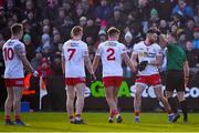 6 February 2022; Referee David Gough orders off Tyrone players, from left, Kieran McGeary, Peter Harte, Michael McKernan and Padraig Hampsey of Tyrone after showing them all a red card during the Allianz Football League Division 1 match between Armagh and Tyrone at the Athletic Grounds in Armagh. Photo by Brendan Moran/Sportsfile