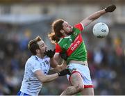6 February 2022; Padraig O'Hora of Mayo in action against Jack McCarron of Monaghan during the Allianz Football League Division 1 match between Monaghan and Mayo at St Tiernach's Park in Clones, Monaghan. Photo by David Fitzgerald/Sportsfile