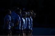6 February 2022; Dublin players stand for the playing of the National Anthem before the Allianz Hurling League Division 1 Group B match between Dublin and Waterford at Parnell Park in Dublin. Photo by Stephen McCarthy/Sportsfile
