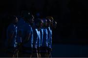 6 February 2022; Dublin players stand for the playing of the National Anthem before the Allianz Hurling League Division 1 Group B match between Dublin and Waterford at Parnell Park in Dublin. Photo by Stephen McCarthy/Sportsfile