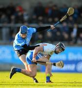 6 February 2022; Patrick Curran of Waterford in action against John Bellew of Dublin during the Allianz Hurling League Division 1 Group B match between Dublin and Waterford at Parnell Park in Dublin. Photo by Stephen McCarthy/Sportsfile