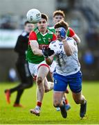 6 February 2022; Darren Hughes of Monaghan in action against Lee Keegan of Mayo during the Allianz Football League Division 1 match between Monaghan and Mayo at St Tiernach's Park in Clones, Monaghan. Photo by David Fitzgerald/Sportsfile