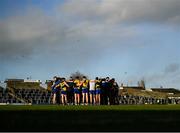 6 February 2022; Roscommon players huddle after the Allianz Football League Division 2 match between Meath and Roscommon at Páirc Táilteann in Navan, Meath. Photo by Harry Murphy/Sportsfile