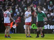 6 February 2022; Referee David Gough shows a red card to Kieran McGeary of Tyrone, left, before also issuing red cards to Peter Harte and Michael McKernan during the Allianz Football League Division 1 match between Armagh and Tyrone at the Athletic Grounds in Armagh. Photo by Brendan Moran/Sportsfile