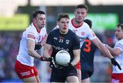 6 February 2022; Niall Grimley of Armagh in action against Paul Donaghy and Brian Kennedy of Tyrone during the Allianz Football League Division 1 match between Armagh and Tyrone at the Athletic Grounds in Armagh. Photo by Brendan Moran/Sportsfile