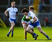 6 February 2022; Gary Mohan of Monaghan in action against Rory Brickenden of Mayo the Allianz Football League Division 1 match between Monaghan and Mayo at St Tiernach's Park in Clones, Monaghan. Photo by David Fitzgerald/Sportsfile