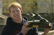 6 April 2004; Munster's Paul O'Connell pictured with the Tipperary Water player of the Quarter award from Tipperary Water. Picture credit; Matt Browne / SPORTSFILE *EDI*