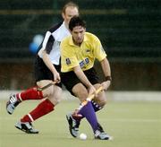 4 April 2004; Stephen Reid, Instonians, in action against Jason Black, Cork Harlequins. Mens Irish Senior Cup Final 2003-2004, Cork Harlequins v Instonians, Belfield, Dublin. Picture credit; Brian Lawless / SPORTSFILE *EDI*