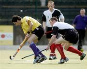 4 April 2004; Stephen Reid, Instonians, in action against Mark Black, Cork Harlequins. Mens Irish Senior Cup Final 2003-2004, Cork Harlequins v Instonians, Belfield, Dublin. Picture credit; Brian Lawless / SPORTSFILE *EDI*