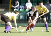 4 April 2004; David Eakins, Cork Harlequins, in action against Anthony Lewis, Instonians. Mens Irish Senior Cup Final 2003-2004, Cork Harlequins v Instonians, Belfield, Dublin. Picture credit; Brian Lawless / SPORTSFILE *EDI*