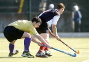 4 April 2004; Chris Barnes, Instonians, in action against Jason Black, Cork Harlequins. Mens Irish Senior Cup Final 2003-2004, Cork Harlequins v Instonians, Belfield, Dublin. Picture credit; Brian Lawless / SPORTSFILE *EDI*