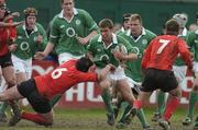 3 April 2004; Diarmuid Laffan, Ireland, in action against Adam Powell (6), Wales. O2 Schools Rugby International, Ireland v Wales, Donnybrook, Dublin. Picture credit; Brendan Moran / SPORTSFILE *EDI*