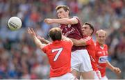 27 July 2013; Thomas Flynn, Galway, in action against James Loughrey, 7, and Thomas Clancy, Cork. GAA Football All-Ireland Senior Championship, Round 4, Cork v Galway, Croke Park, Dublin. Picture credit: Stephen McCarthy / SPORTSFILE