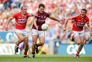 27 July 2013; Sean Armstrong, Galway, in action against Paudie Kissane, left, and Graham Canty, Cork. GAA Football All-Ireland Senior Championship, Round 4, Cork v Galway, Croke Park, Dublin. Picture credit: David Maher / SPORTSFILE