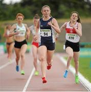 28 July 2013; Aislinn Crossey, centre, Newry A.C., Co. Down, on her way to winning the Women's 800m event  at the Woodie’s DIY National Senior Track and Field Championships. Morton Stadium, Santry, Co. Dublin. Picture credit: Tomas Greally / SPORTSFILE