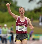 28 July 2013; Mark Christy, Mullingar Harriers A.C., Co. Westmeath, after winning the 5000m at the Woodie’s DIY National Senior Track and Field Championships. Morton Stadium, Santry, Co. Dublin. Picture credit: Matt Browne / SPORTSFILE